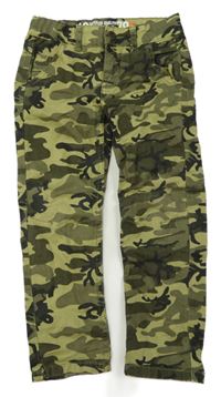 Khaki-zelené army plátěné kalhoty 