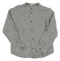 Šedá melírovaná lněná košile s kapsou H&M