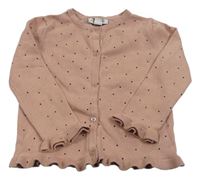 Růžový puntíkatý propínací svetr Primark