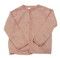 Růžový propínací svetr s 3D puntíky Primark