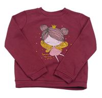 Tmavorůžová mikina s vílou Primark