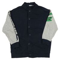 Tmavomodro-šedá baseballová mikina s nápisy - Hot Wheels