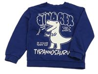 Tmavomodrá mikina s dinem a nápisy