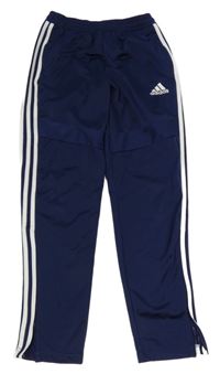 Tmavomodro-bílé sportovní tepláky s logem Adidas