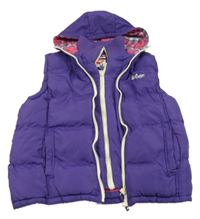 Fialová šusťáková zateplená vesta s logem a kapucí Lee Cooper