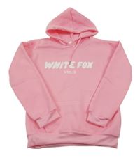 Růžová mikina s nápisy a kapucí 