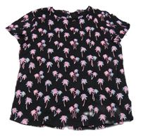 Černo-růžovo-modré tričko s palmami C&A