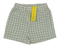 Nové - Světlezeleno-bílé kostkované kraťasy Shein