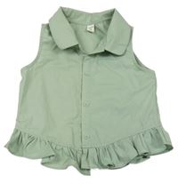 Světlezelený propínací top s límečkem Shein