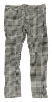 Bílo-černo-růžové kostkované legíny H&M