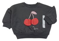 Nové - Antracitová oversize mikina s třešněmi Dunnes