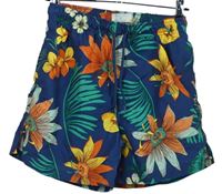Pánské tmavomodré květované plážové kraťasy Primark 