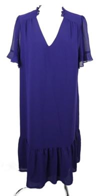 Dámské fialové šifonové šaty s volánkem Phase Eight 