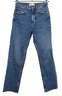 Dámské světlemodré roztřepené crop rifle Zara 