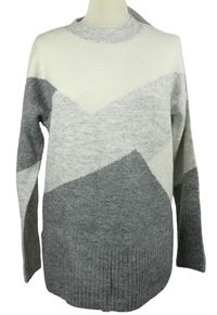 Nové - Dámský bílo-šedý vzorovaný svetr Papaya 