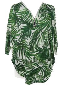 Dámský zeleno-bílý lehký svetr s lístky Apricot 