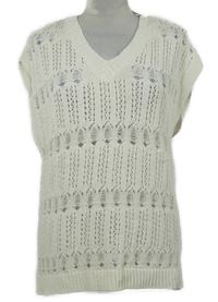 Nové - Dámská bílá svetrová ažurová vesta Dunnes 