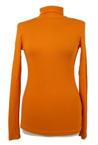 Dámské oranžové žebrované triko s rolákem 