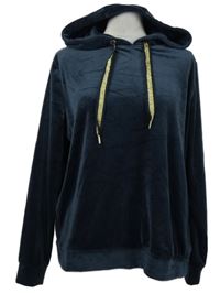 Dámská tmavomodrá sametová mikina s kapucí 