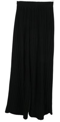 Dámské černé žebrované úpletové palazzo kalhoty Shein 