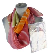 Nové - Dámský růžovo-oranžovo-béžový šifonový šátek 