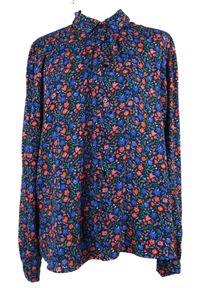 Dámská tmavomodro-červená kytičkovaná halenka TU