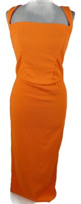 Nové - Dámské oranžové strukturované midi šaty Boohoo 