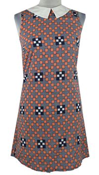 Dámské růžovo-tmavoomodré kostkované šaty s límečkem George 