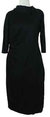 Dámské černé midi šaty s límečkem Homeyee 