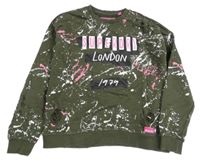 Khaki crop mikina s flíčky a nápisem Superdry vel.176