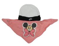 2set- bílo-černá čepice s logem Nike+ růžový slinták s Minnie