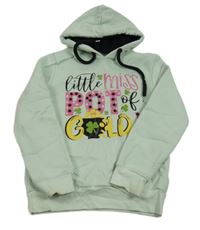 Světlemodrá mikina s nápisem a kapucí