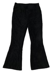 Černé žebrované sametové flare legíny 