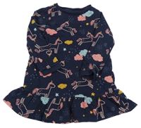 Tmavomodré teplákové šaty s jednorožci F&F