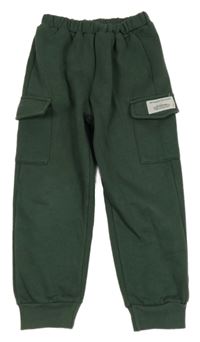 Khaki cargo tepláky s nášivkou Shein