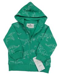 Nové - Zelená propínací mikina s dinosaury a kapucí M&S