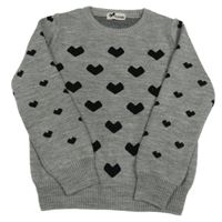 Šedý svetr se srdíčky 