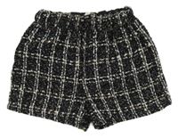 Černo-bílo-béžové kostkované pletené kraťasy Shein