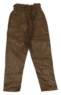 Hnědé paper bag koženkové kalhoty