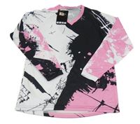 Nové - bílo-růžovo-černé sportovní triko 