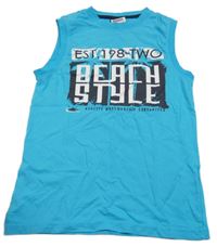 Azurové tílko s nápisem Yigga