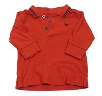 Tmavočervené polo triko s dinosaurem Next