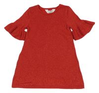 Červené třpytivé svetrové šaty H&M
