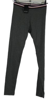 Nové - Dámské šedé legíny s pruhovaným pasem Esmara