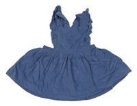 Modrá manšestrová laclová sukně s volánky