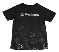Černé sportovní tričko s potiskem Play Station H&M