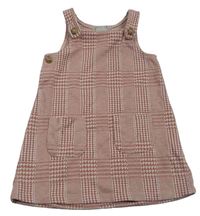 Růžovo-šedé kostkovano/vzorované laclové šaty Matalan