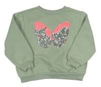 Světlezelená mikina s překlápěcími flitry H&M