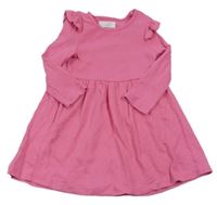 Růžové žebrované šaty s volánky Primark