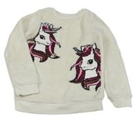 Smetanová chlupatá mikina s překlápěcími flitry H&M